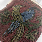 Vintage Antique Unusual Textured Bird Print Kisslock Frame Bag Purse Chain Strap
