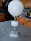 Vintage Hobnail Milk Glass Globe W  Marble Base Parlor Table Lamp 