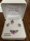Pink Sapphire Jewelry Set Sterling Silver