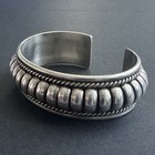 Vintage Tc Sterling Silver Southwestern Navajo Style Ribbed Cuff Bracelet 41g