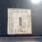 1863 Hawaii 1c Black  On Grayish Numeral Inter-island Scott  15  Mint   Repaired
