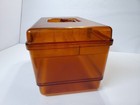 Vintage Wilson Wil-hold Sewing Box Amber Hard Plastic One Tray Gold Floral