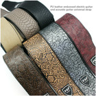 Adjustable Pu Leather Guitar Strap Embossed For Acoustic Electric Bass Guitar