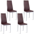Set Of 4 Pvc Leather Dining Side Chairs Elegant Design Home Furniture Brown New
