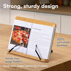 Bamboo Recipe Book Holder - Foldable   Portable Cookbook Stand For Desk - Adjust
