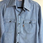 True Vintage Levi   s Big E 70   s  Orange Tab Men Workwear Chambray Shirt Ranch