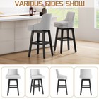 Bar Stools Set Of 2 Swivel Counter Height 26  Fabric Kitchen Island With Back