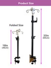 Portable Foldable Iv Pole Stand Adjustable W  4 Hooks For Travel   Home