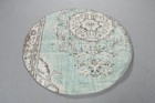 Vintage Turkish Round Rug 4 3x4 3 Ft  Blue Camouflage Rug Wool