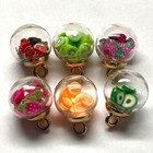 6 Fun   Whimsical Moveable Fruit In Glass With Metal Shank Buttons