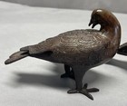Pair Of Bronze Metal Bird Doorstops Or Statues  Japanese Meiji Era Style Doves