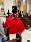 Handmade Girls Red Quincea  era Ball Gown Dress  Ruffles  Embellished  M