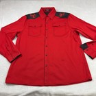 Zsjr Shirt Mens Xl Red Black Western Long Sleeve Button Front Cow Skull Yoke