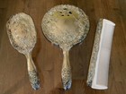  Vintage Silverplated Hair Brush Mirror Comb Vanity Set In Box Nos 1970s 1980s