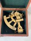 Stanley London Brass Sextant With Wooden Display Case