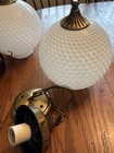 2 Vintage Hobnail White Milk Glass Lamp Shade Globe Dome   Ceiling Light Fixture