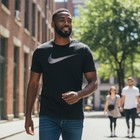 Nike Dri-fit Fitness Tee T-shirt Fj2464-010 Swoosh Gold Men s Black Nwt