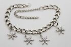 Women Boot Bracelet Metal Silver Metal Chain Heels Shoe Snowflake Ornament Charm