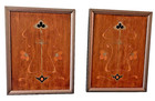 Pair Antique Art Nouveau Marquetry Inlaid Wood Cabinet Panels C 1900 Framed