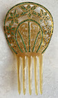 Antique Celluloid Large Black Amber Rhinestone Hair Combs Victorian Lot Of 3