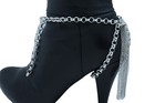 Women Silver Metal Chain Boot Bracelet Fashion Jewelry Shoe Charm Fringes Tassel