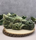 Large Jade Dragon Head skull Hand Carved Stone Skull Fantasy Figurine 2 Lb 15 Oz