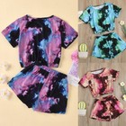 2pcs Toddler Kids Baby Girls Clothes Tie-dye Tops   Shorts Outfits Set