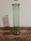 Vintage Tall Mcm Green Heavy Glass Tube Floor Vase