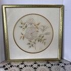 Handmade Silk Thread Embroidered Floral Framed Art 11 75 X 11 75 Vintage Estate