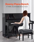 Adjustable Piano Keyboard Bench Storage Padded Seat Wooden Vanity Bookcase Stool