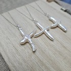 Handcrafted Freshwater Pearl Cross Necklace With 18  Solid Sterling Silver Chain