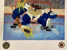 Toon Art St  Louis Blues Warner Bros Taz Nhl Hockey Devil Of A Save Litho Pp