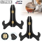 2pcs Wooden Display Stand Plate Easels Picture Frame Folding Holder For 4in Dish