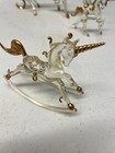 Lot Of 4 Vintage Clear Gold Detail Glass Crystal Rearing Unicorn Figurines