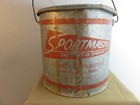 Vintage Sportmaster 10 Qt Galvanized Floating Minnow Pail Bucket Wood Handle 