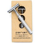 Parker 78r Chrome 3 Piece Safety Razor   5 Double Edge Razor Blades - New Model