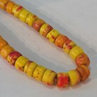 Antique African Trade Beads 19  Strand Prosser Tile Glass Czech French Orange 