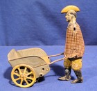 Antique Girard Model Works Tin Litho Mechanical Wind-up Toy Farmer Boy Walking