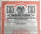 Republica Mexicana 1913 Mexico Bono Tesoro 20 Pounds Gold Oro Bond Warrant Abnc
