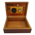 Cigar Box Humidifier W Hygrometer Wood Case Humidor Cherry Color Read   