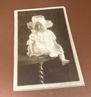 Vtg Antique 1920   s Smiling Baby In Huge Bonnet Sepia Photograph 1926