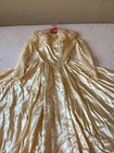 Antique 1950   s Art Deco Ivory Liquid Satin Wedding Dress Lace Sleeves Small Read