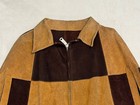 Vintage 60s 70s Leather Suede Tan Brown Poncho Patchwork Cape Hippie Boho Med