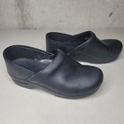 Dansko Womens Black Leather Professional Slip On Medical nurse Clogs Shoes 39