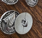 Vintage Pewter Buttons  7 Viking Ships 7 8  Diameter