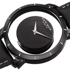 New Men s Akribos Xxiv Ak856bk Retro Black Transparent Dial Black Leather Watch