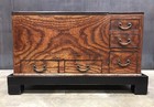 Antique Japanese Keyaki Wood Hibachi Copper Liner   Drawers Coffee tea Table