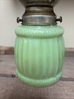 Vintage Ceiling Light Fixture With  Art Deco Pale Soft Green Glass Shade