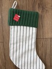 Wondershop Target Christmas Stocking Green White Striped Woven Ribbed Knit Top