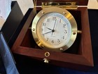 Chelsea Boardroom Clock Brass In Mahogany Box Face Complete New 